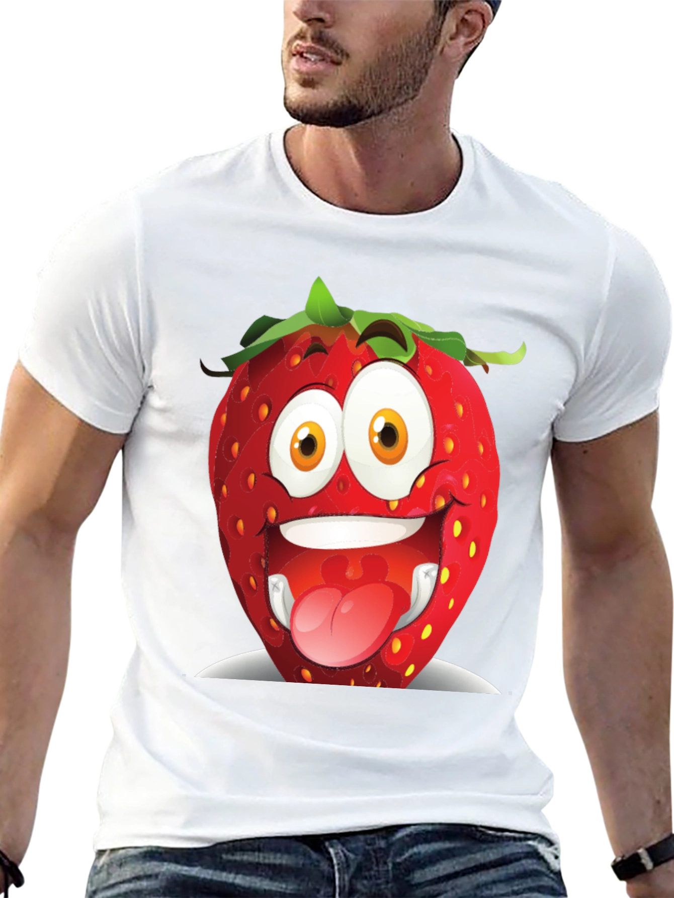 Funny Strawberry Graphic Tee - Black Cotton Shirt