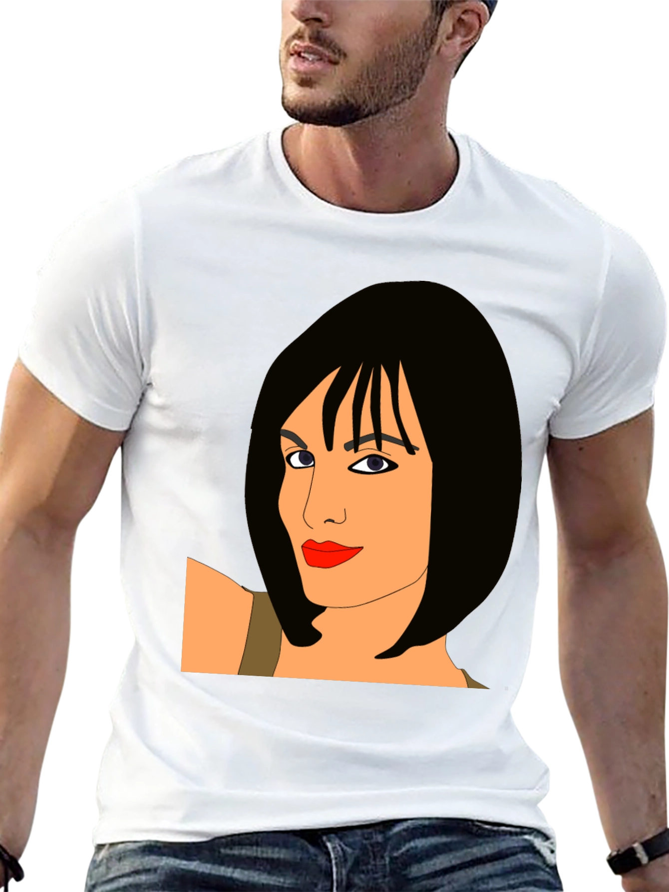 Stylish Black T-Shirt with Graphic Woman Design