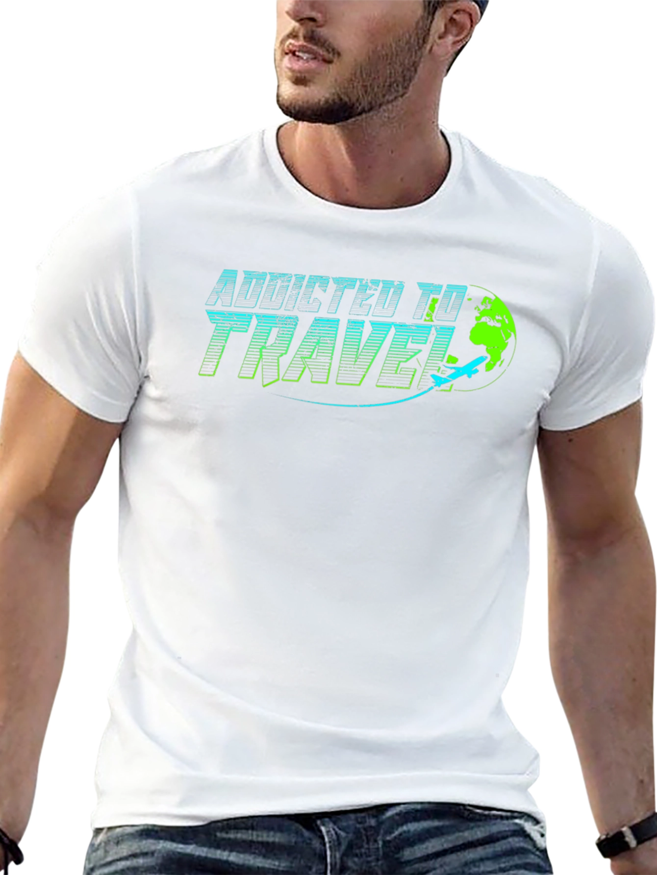 Addicted to Travel Graphic Tee - Black Cotton T-Shirt