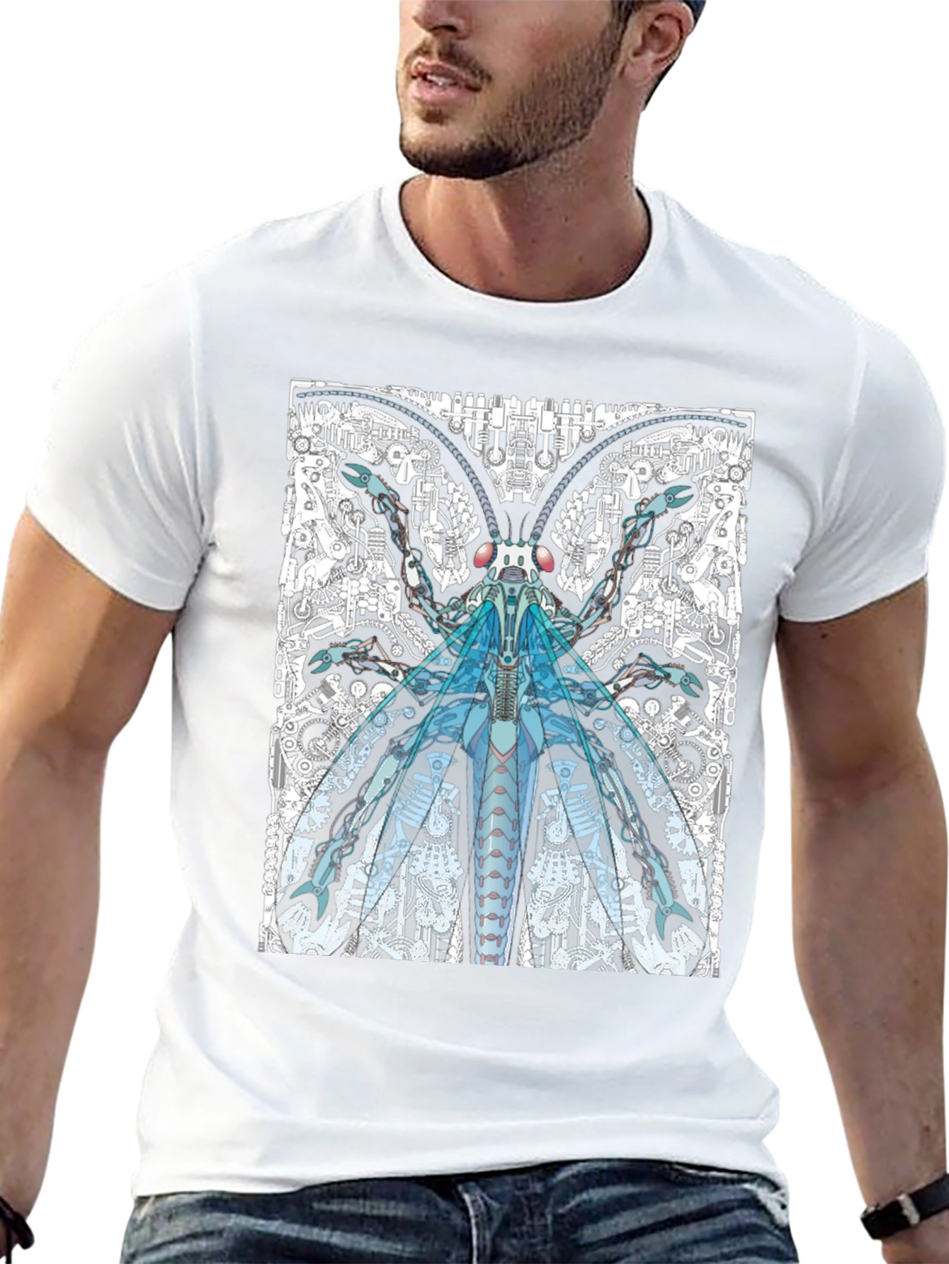 Cyber Bug Graphic Tee - Unique Sci-Fi Insect Design