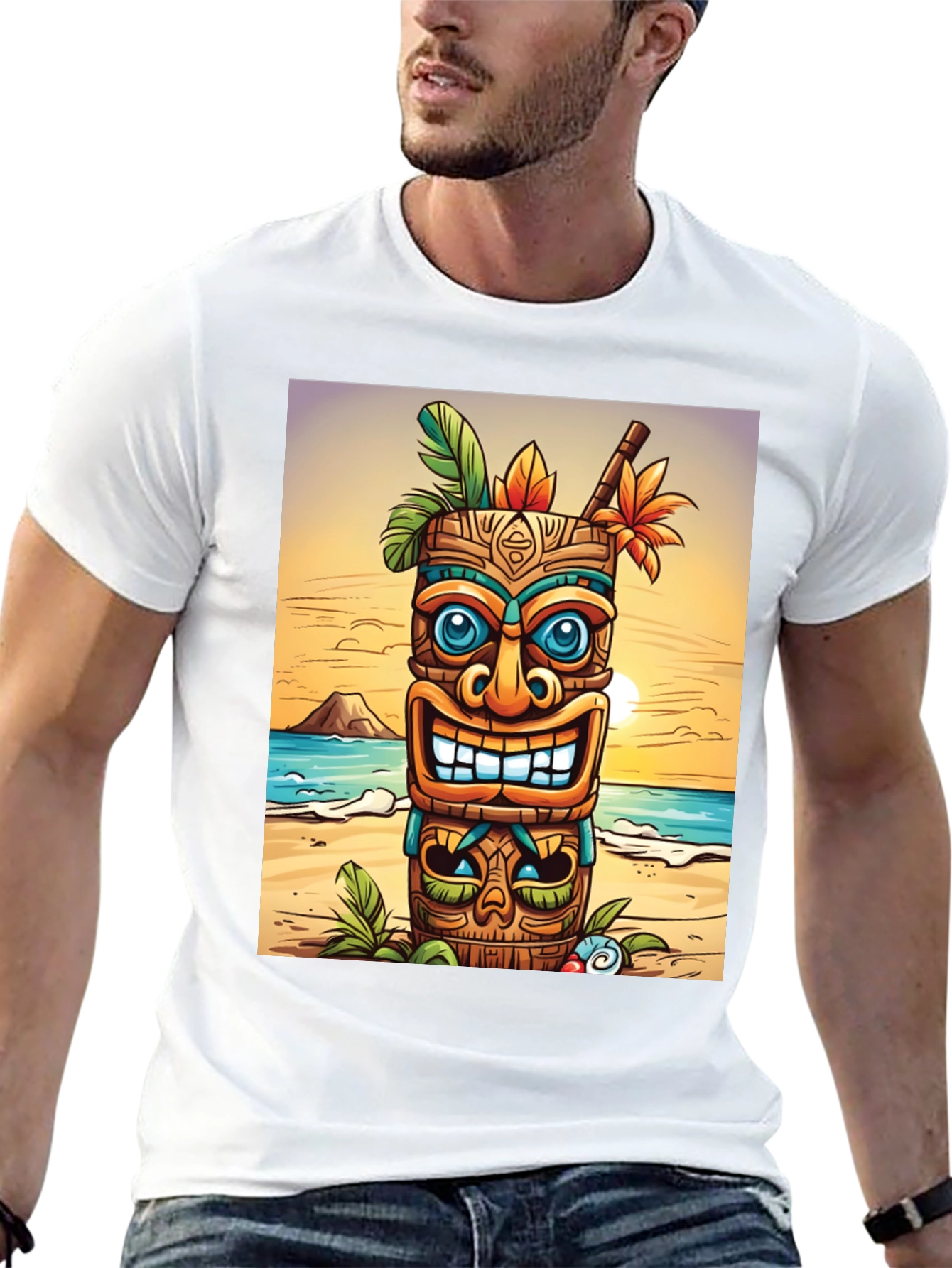 Tropical Tiki Graphic T-Shirt - Beach Vibes