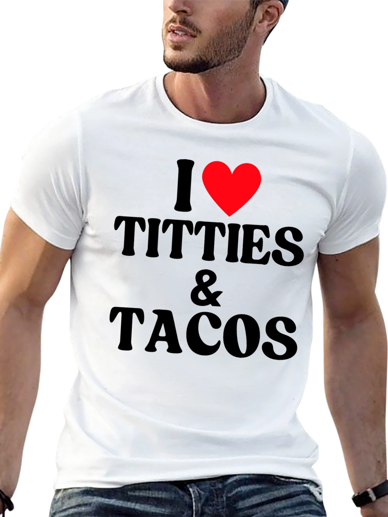 I Love Titties & Tacos Black Graphic T-Shirt