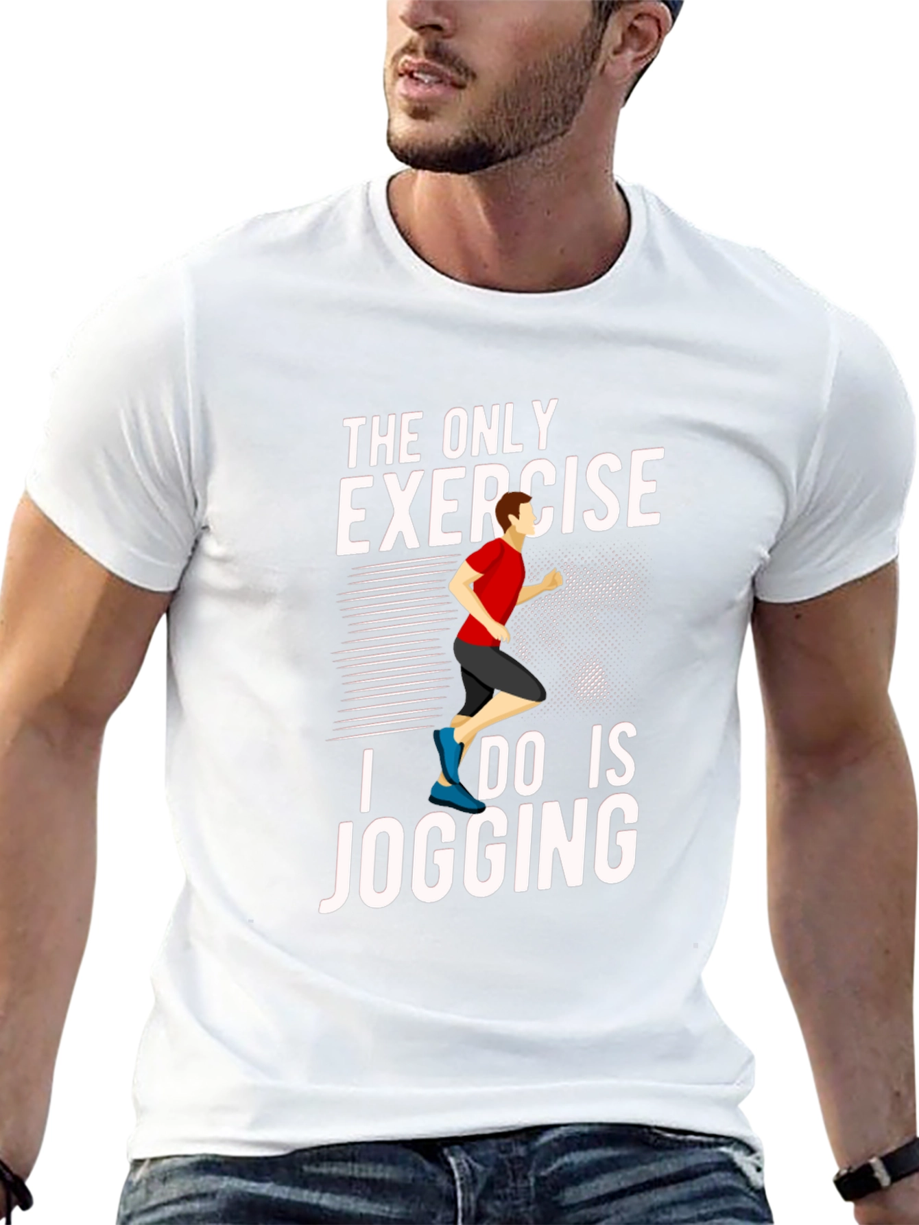 Jogging Exercise Graphic Tee - Black