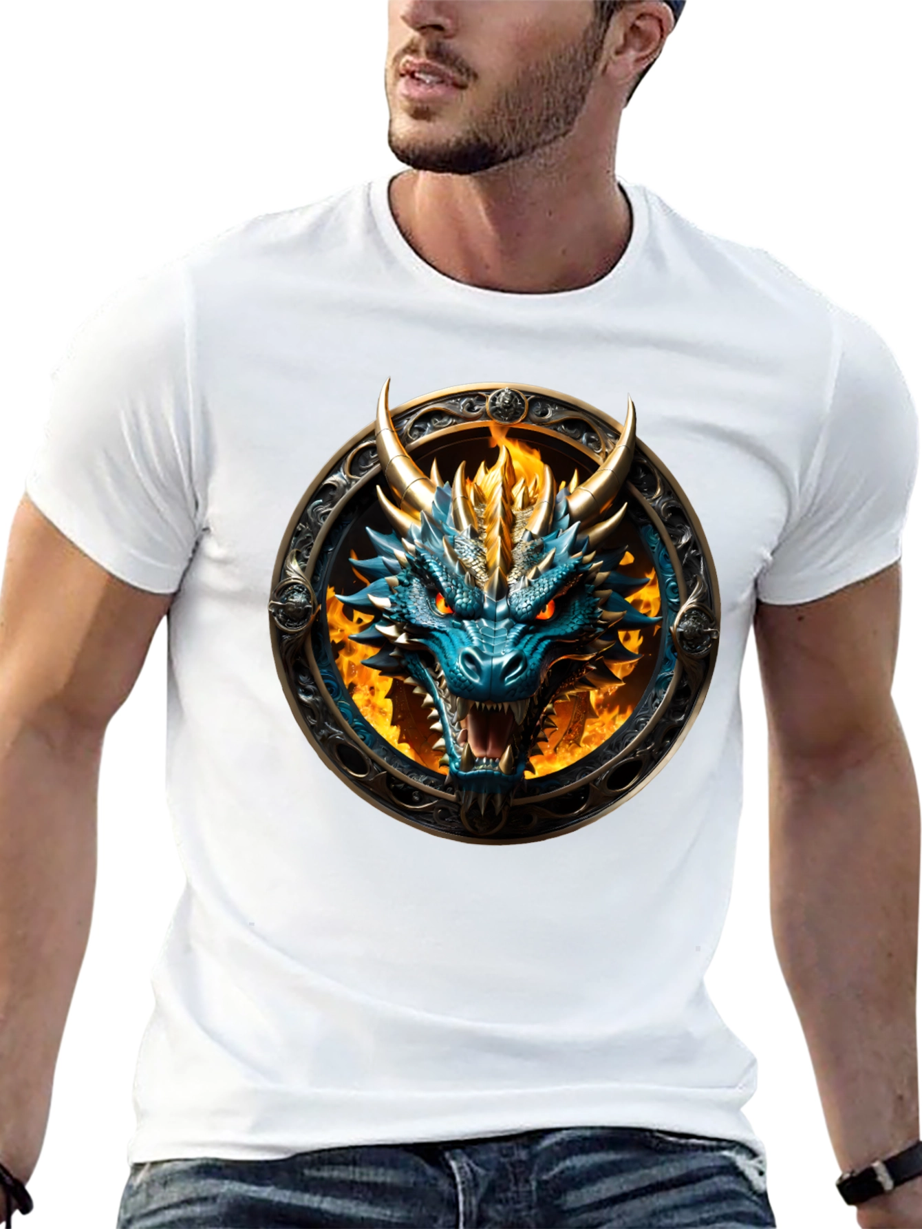 Dragon Fire Graphic Tee - Fantasy Creature Design