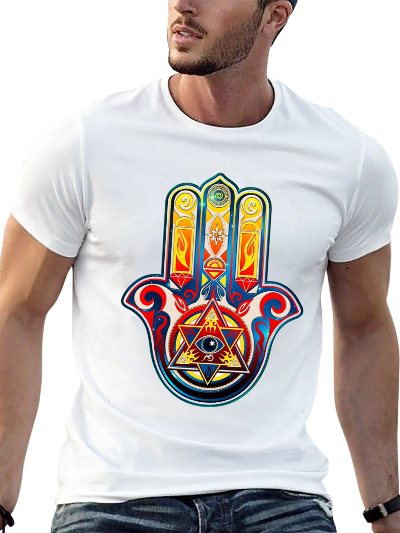 Hamsa Hand Graphic Tee - Spiritual Symbolism