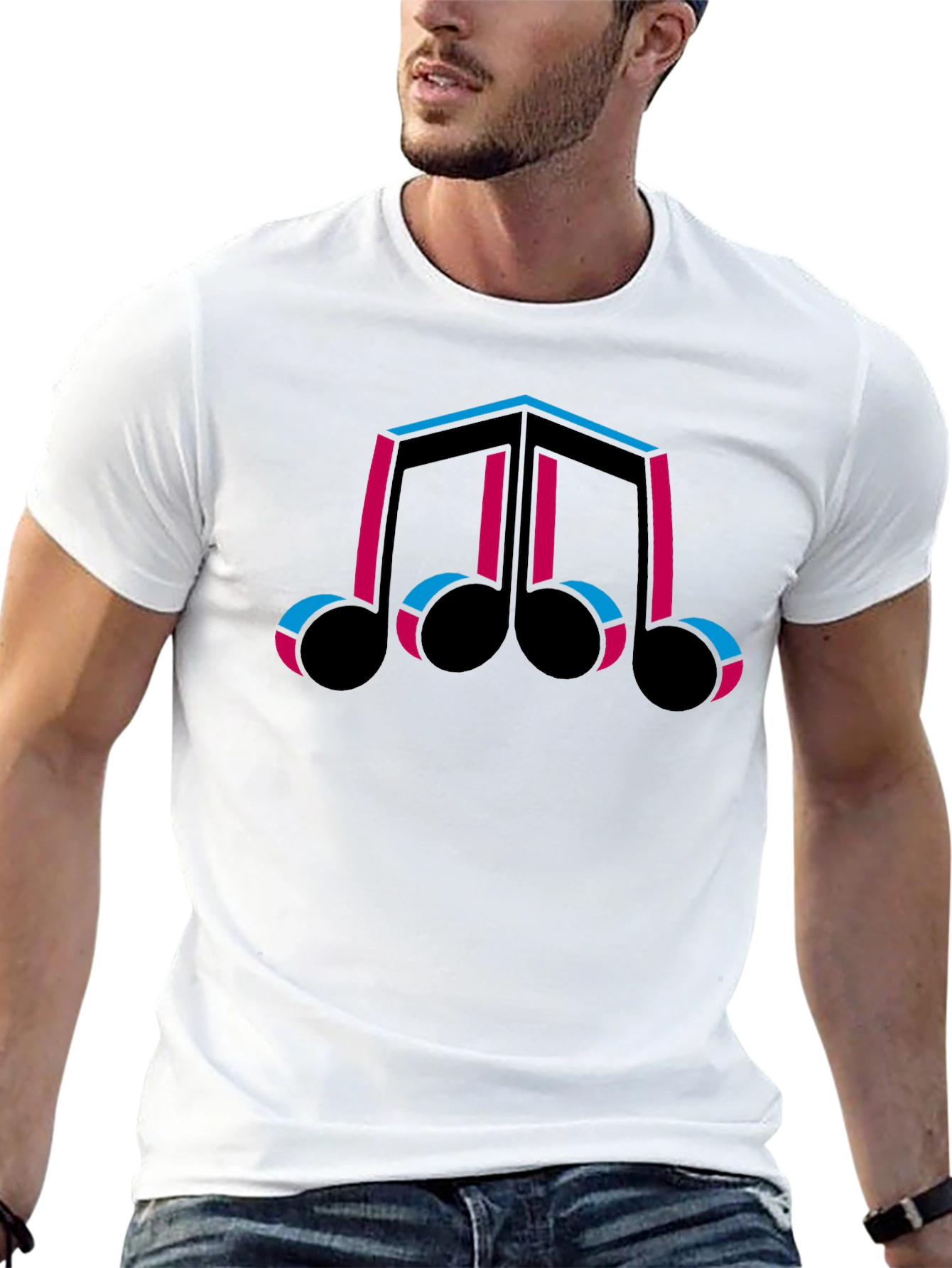 Musical Note Graphic Tee - Trendy Black T-Shirt