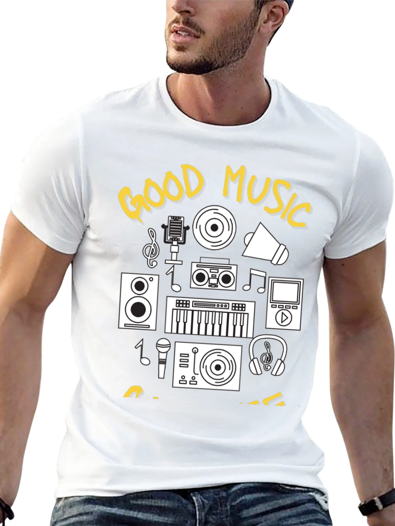 Good Music Graphic Tee - Black Cotton T-Shirt