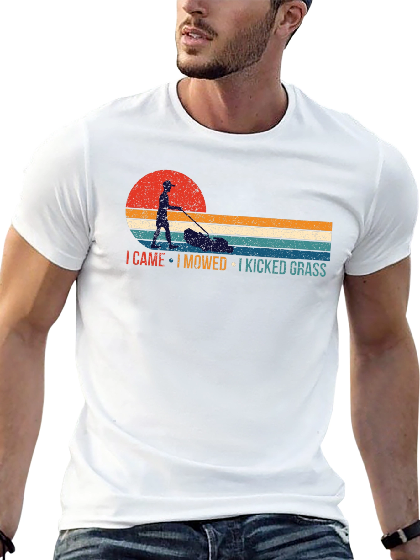 I Came I Mowed I Kicked Grass Retro T-Shirt