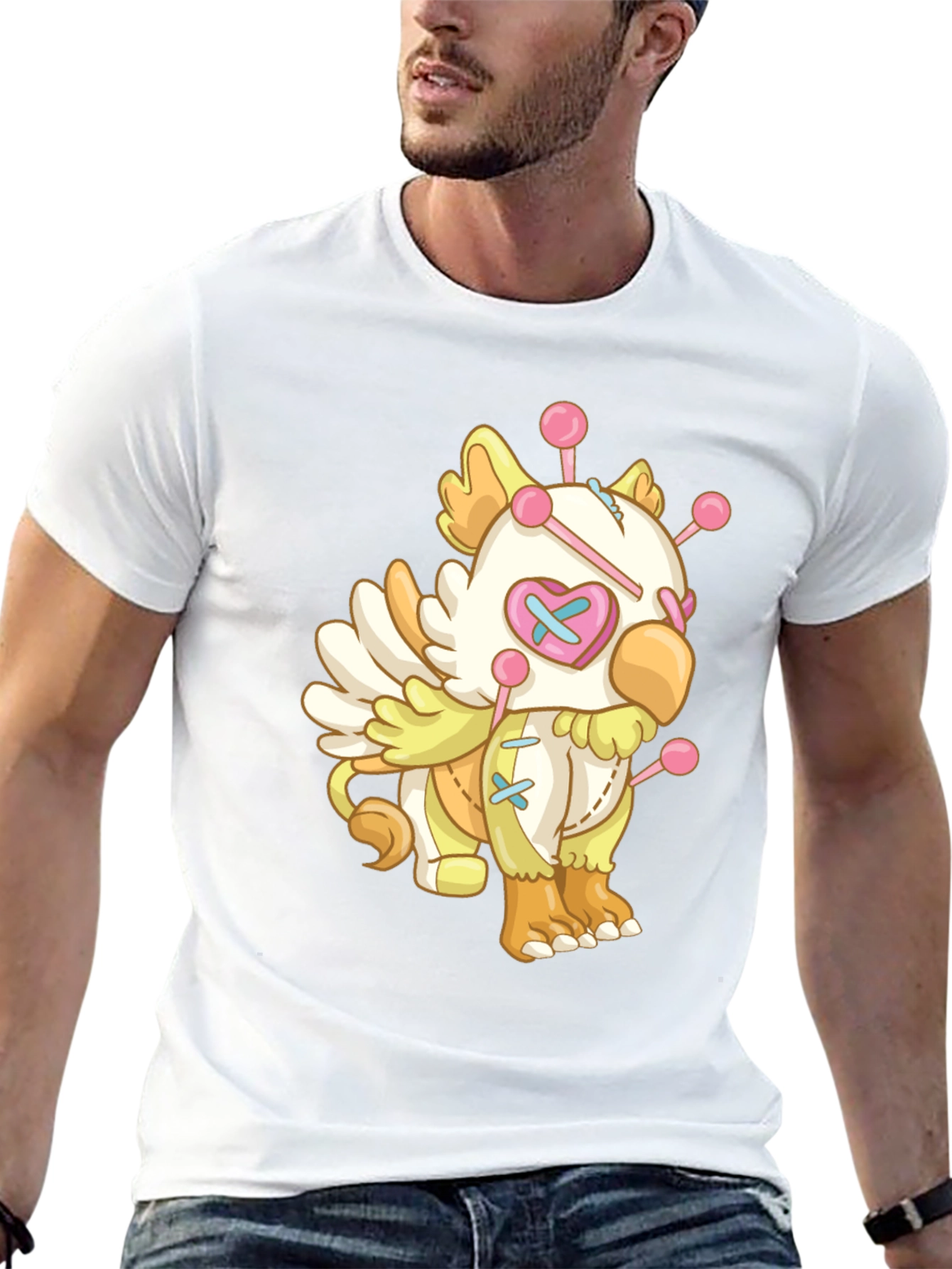 Whimsical Voodoo Doll Graphic Tee - Soft Cotton