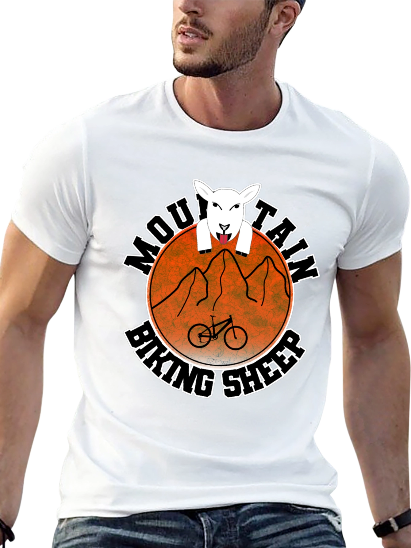 Mountain Biking Sheep Graphic Tee