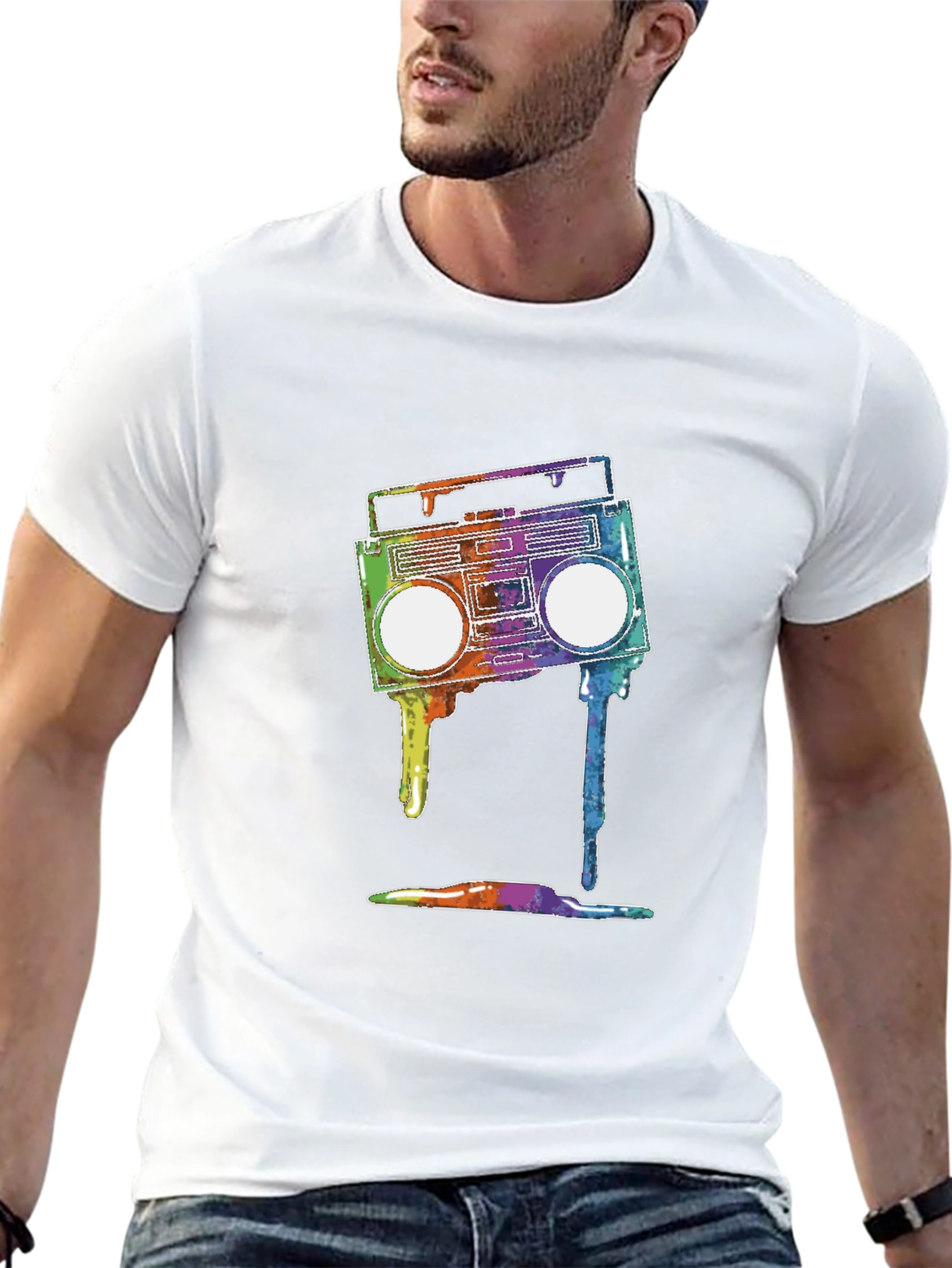 Retro Boombox T-Shirt - Vibrant Graphic Tee