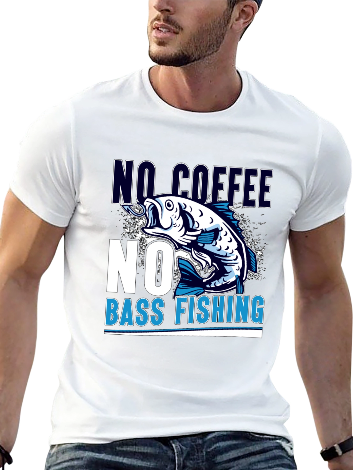 No Coffee No Bass Fishing Black T-Shirt