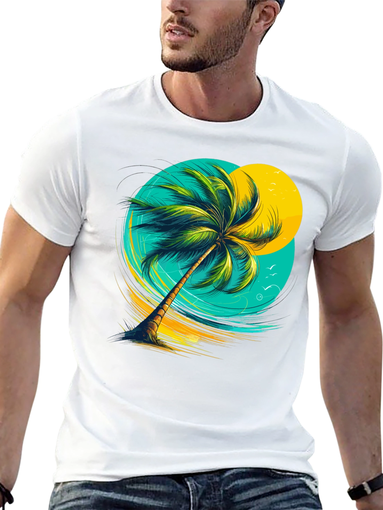 Palm Tree Graphic Tee - Tropical Beach Vibes