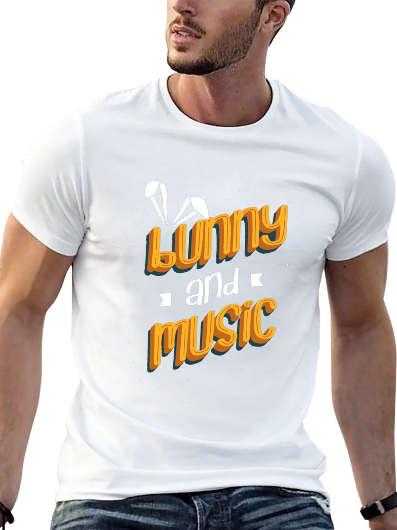 Bunny and Music Black Graphic Tee