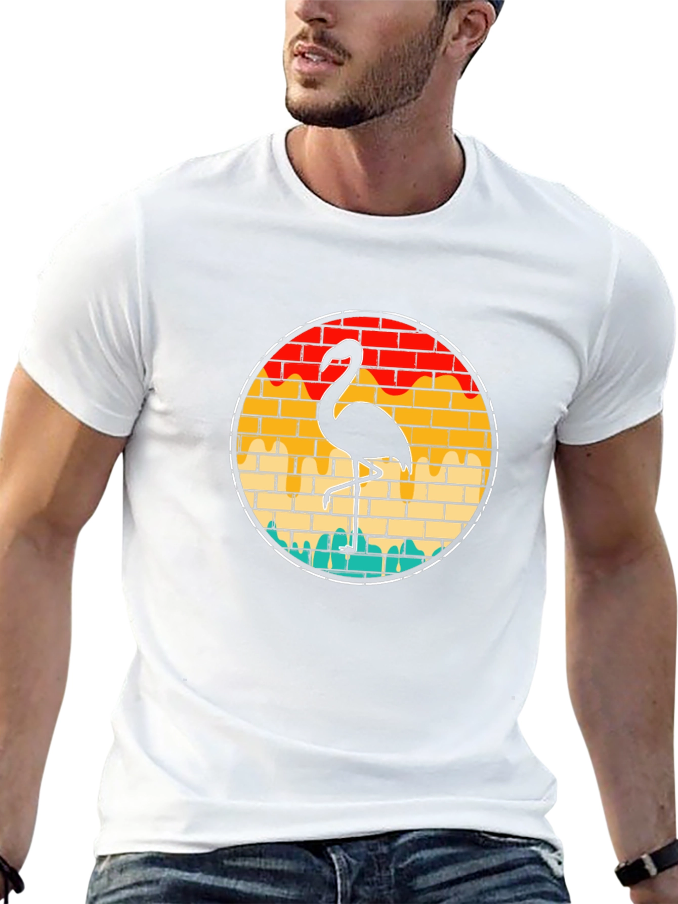 Flamingo Brick T-Shirt - Cool Retro Style
