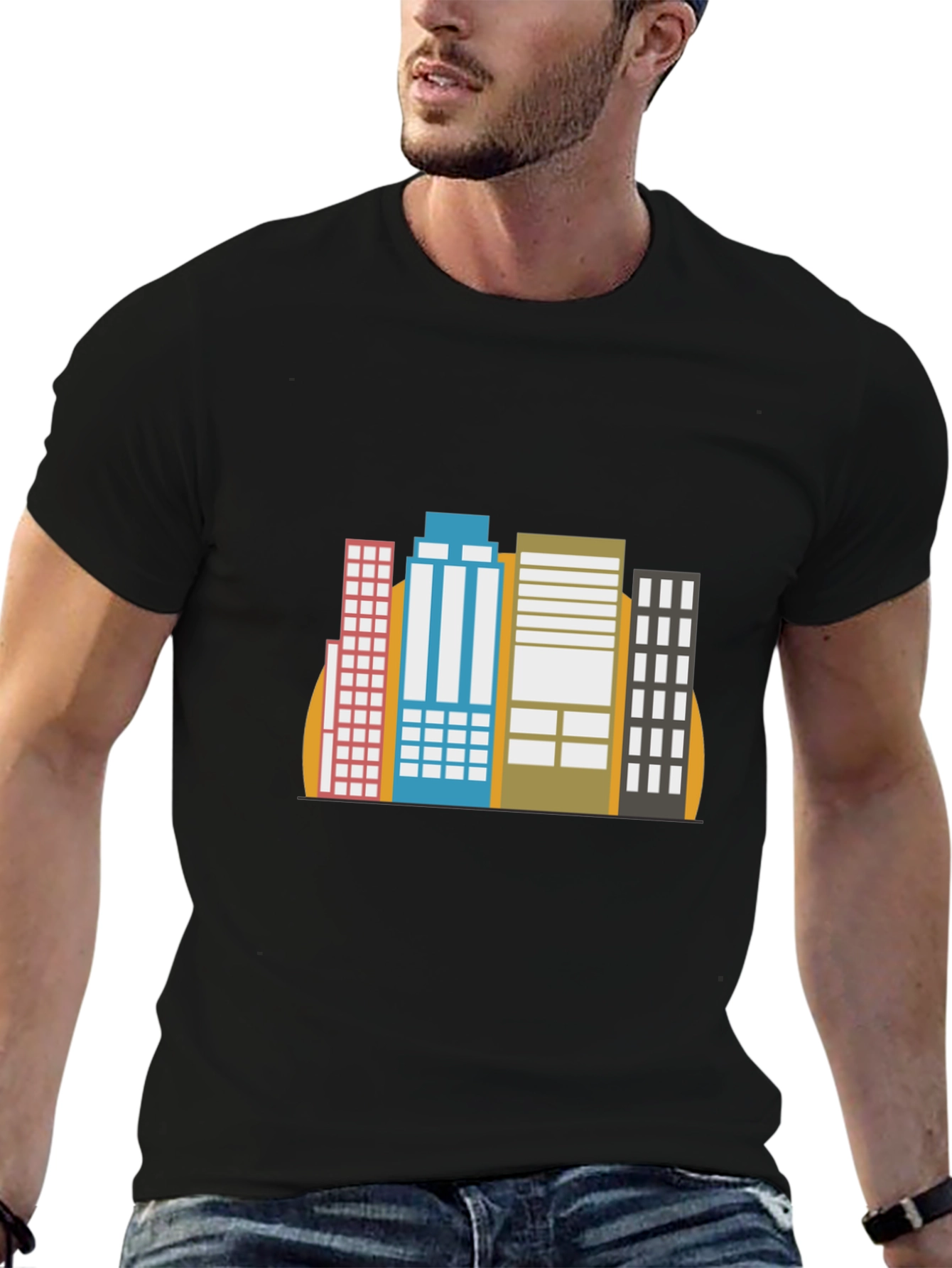 Cityscape Graphic T-Shirt - Black Urban Tee