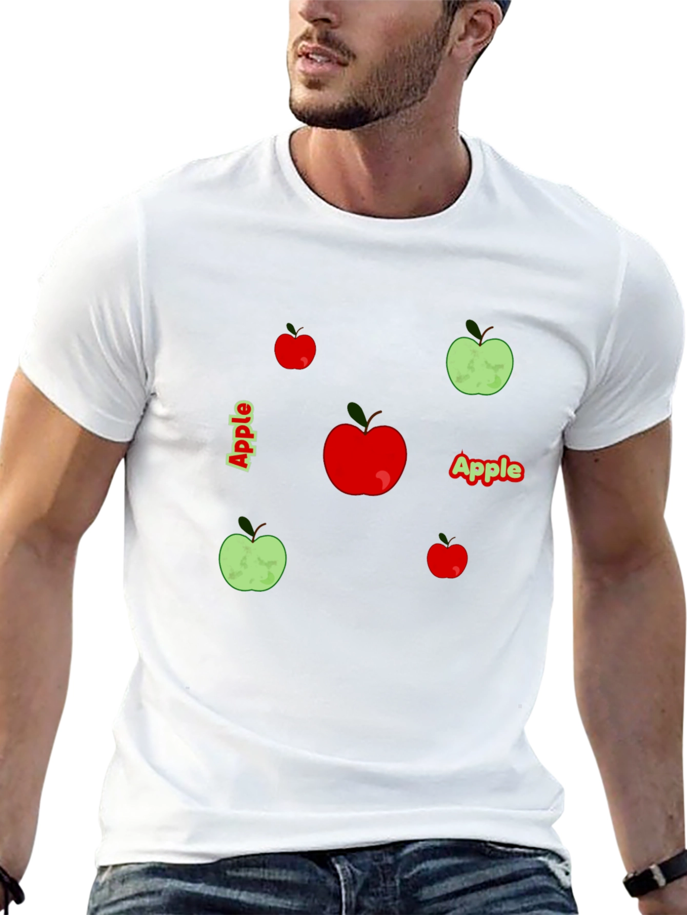 Apple Graphic Print Black T-Shirt