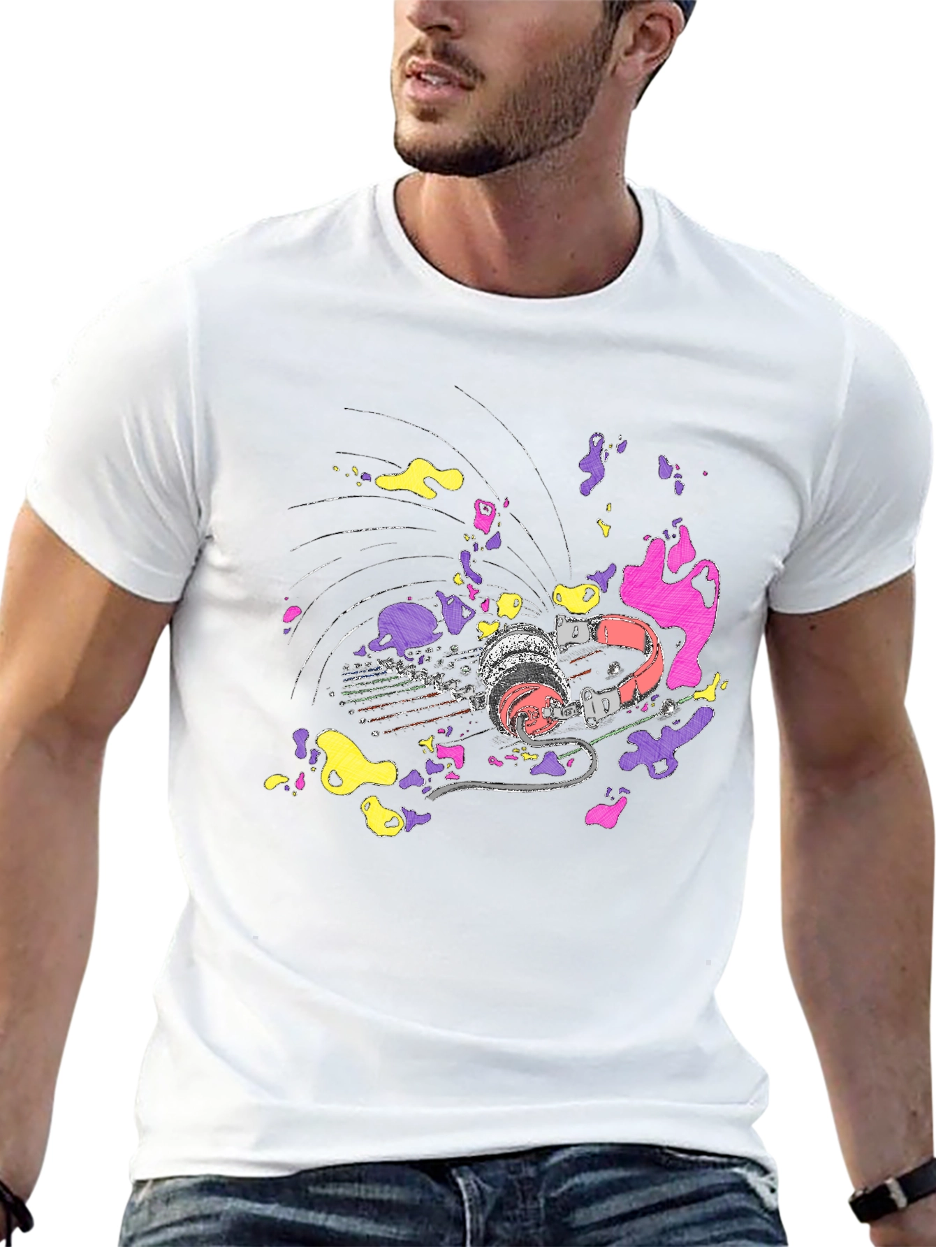 Vibrant Turntable Graphic Tee - Black