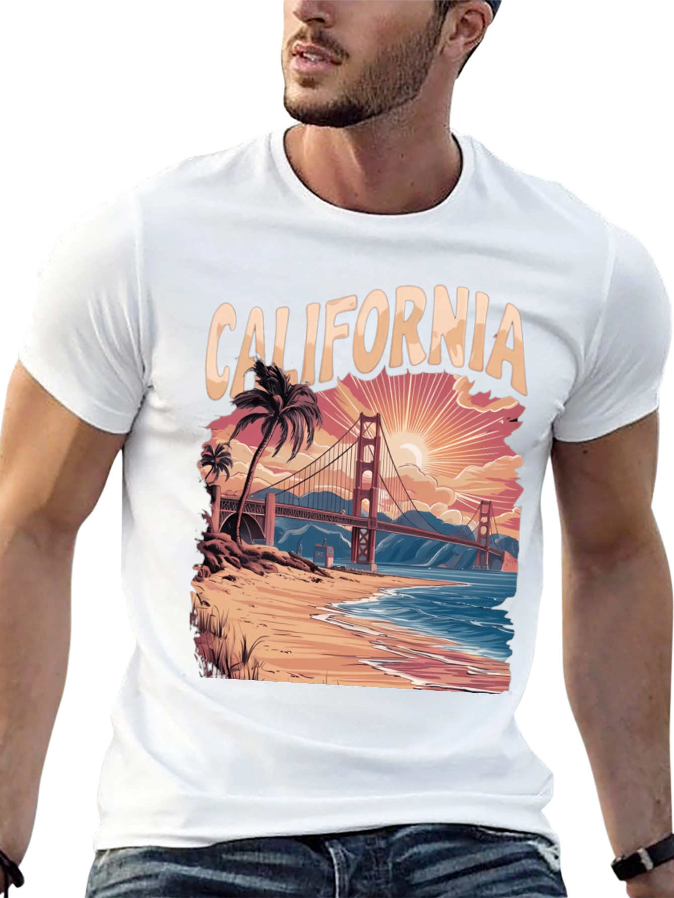 California Graphic Tee - Beach Sunset Design