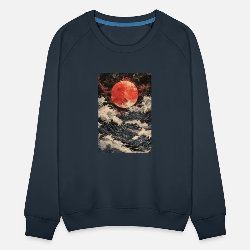 Red Moon Over Stormy Sea