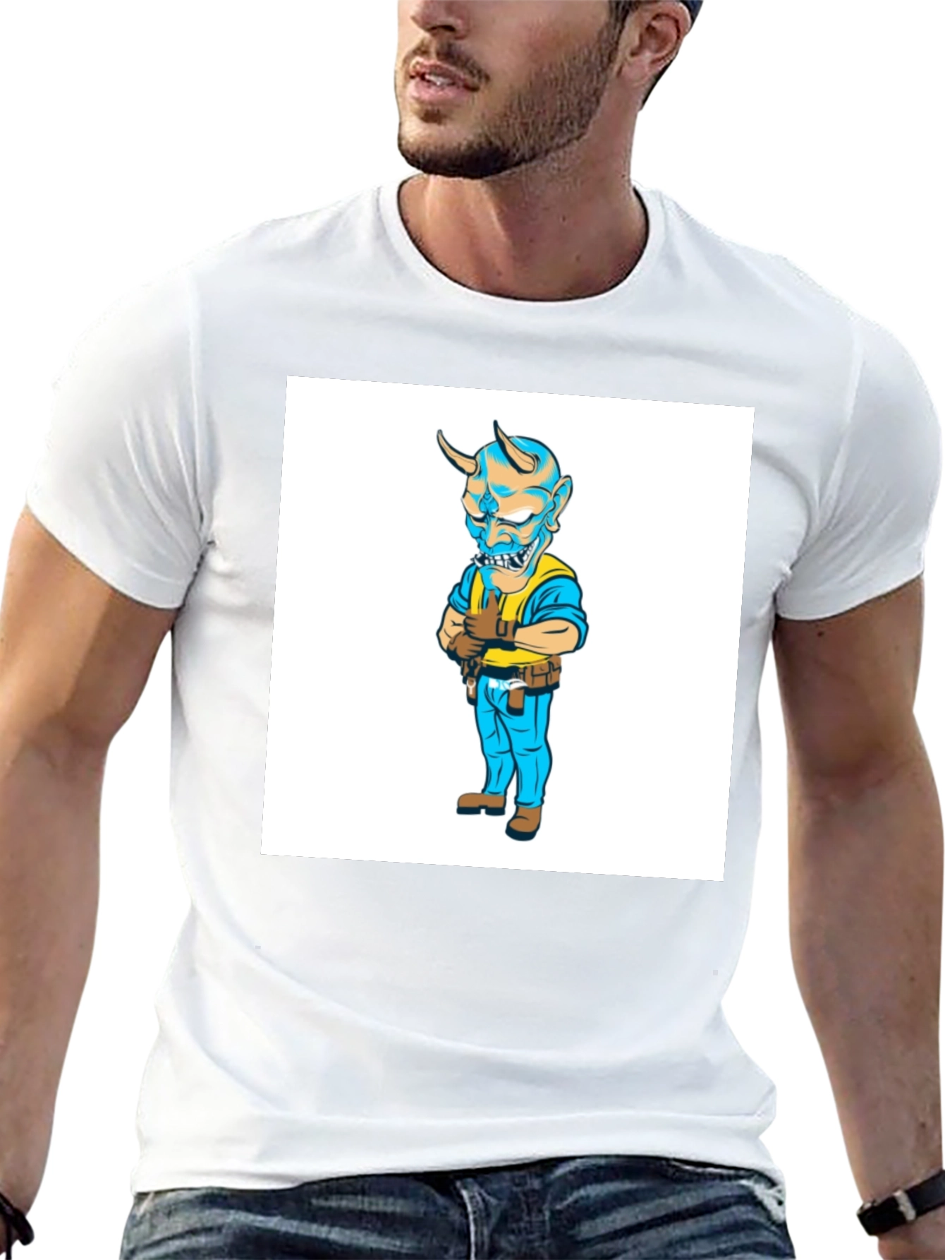 Devil Cartoon Character Black T-Shirt