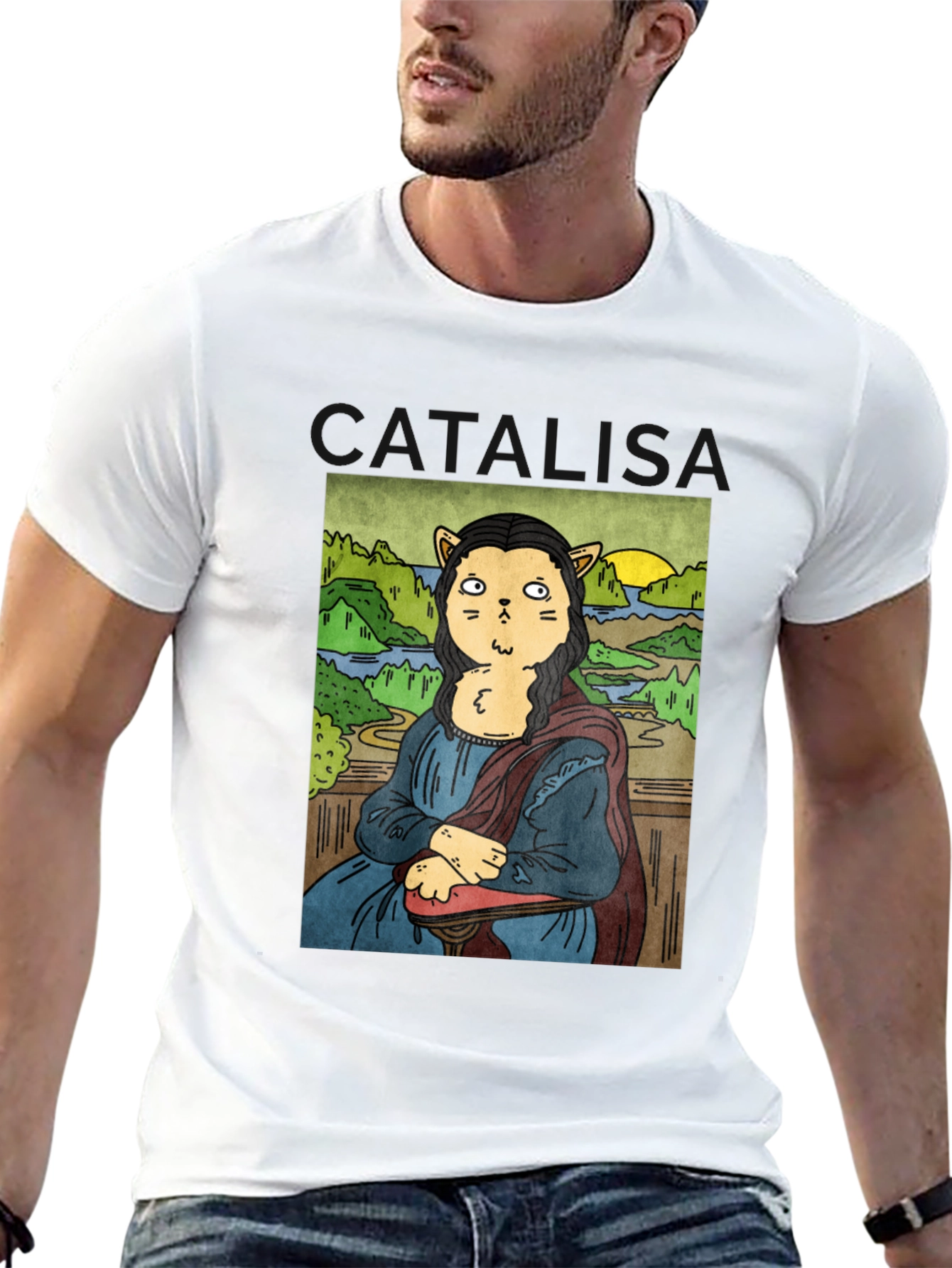 Cat Mona Lisa Graphic T-Shirt - Unisex