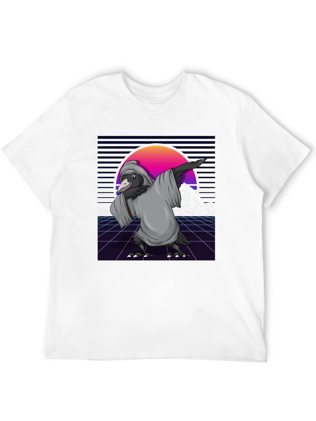 Retro Dabbing Crow T-Shirt - Synthwave Style