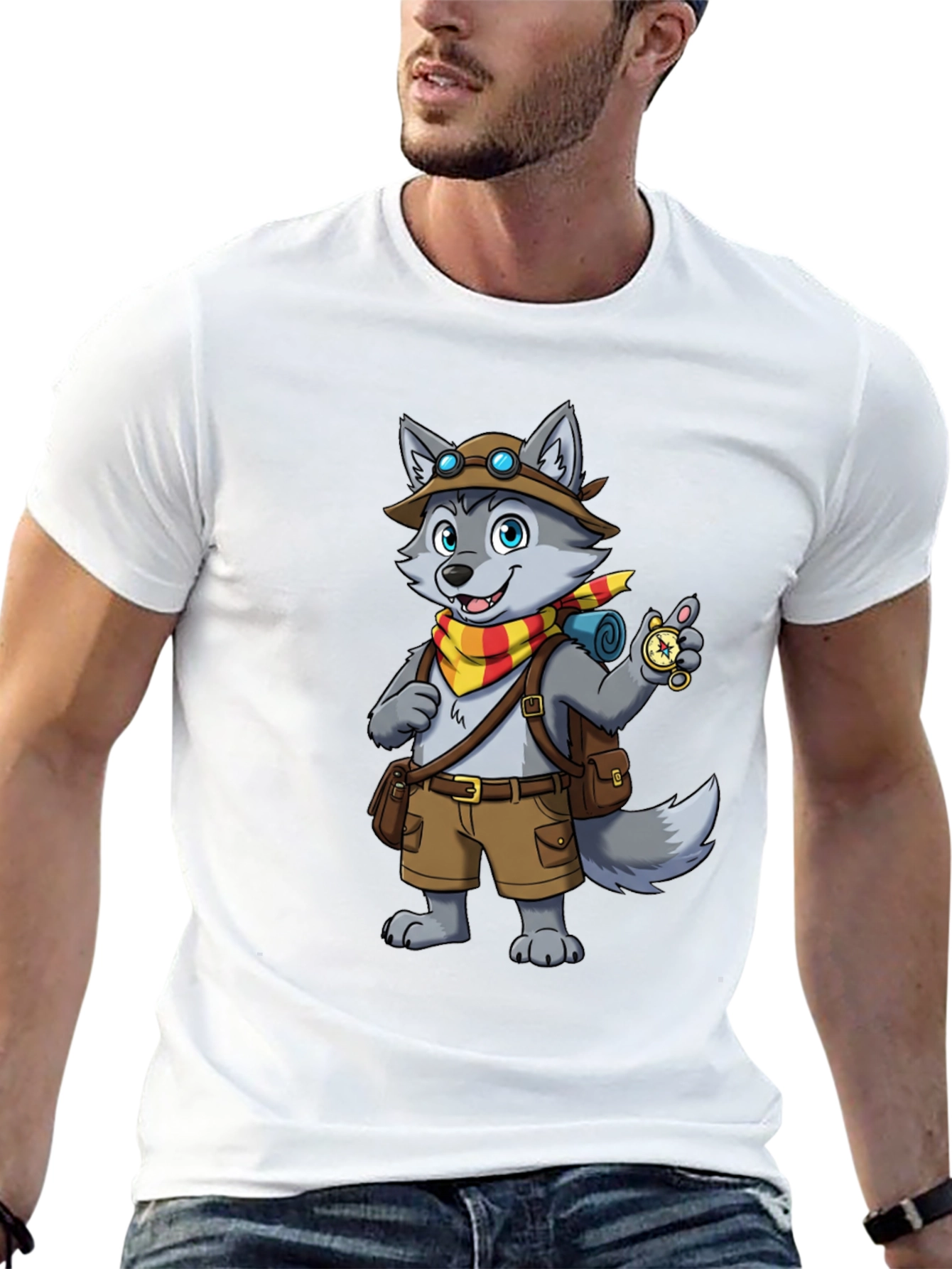 Adventurer Wolf Graphic Tee - Black Cotton