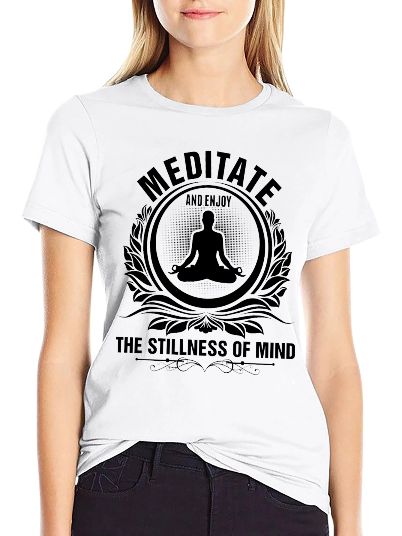 Meditate Stillness Mind Black T-Shirt