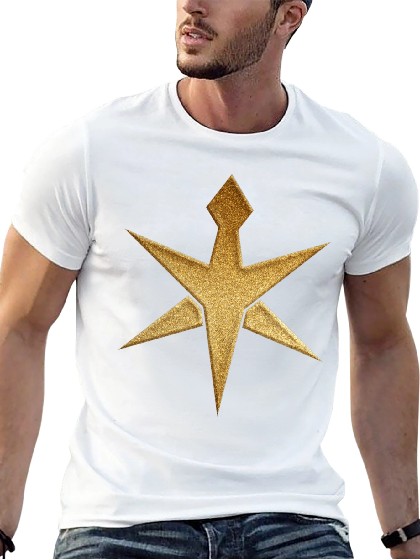 Gold Starburst Graphic Tee - Black Cotton Blend