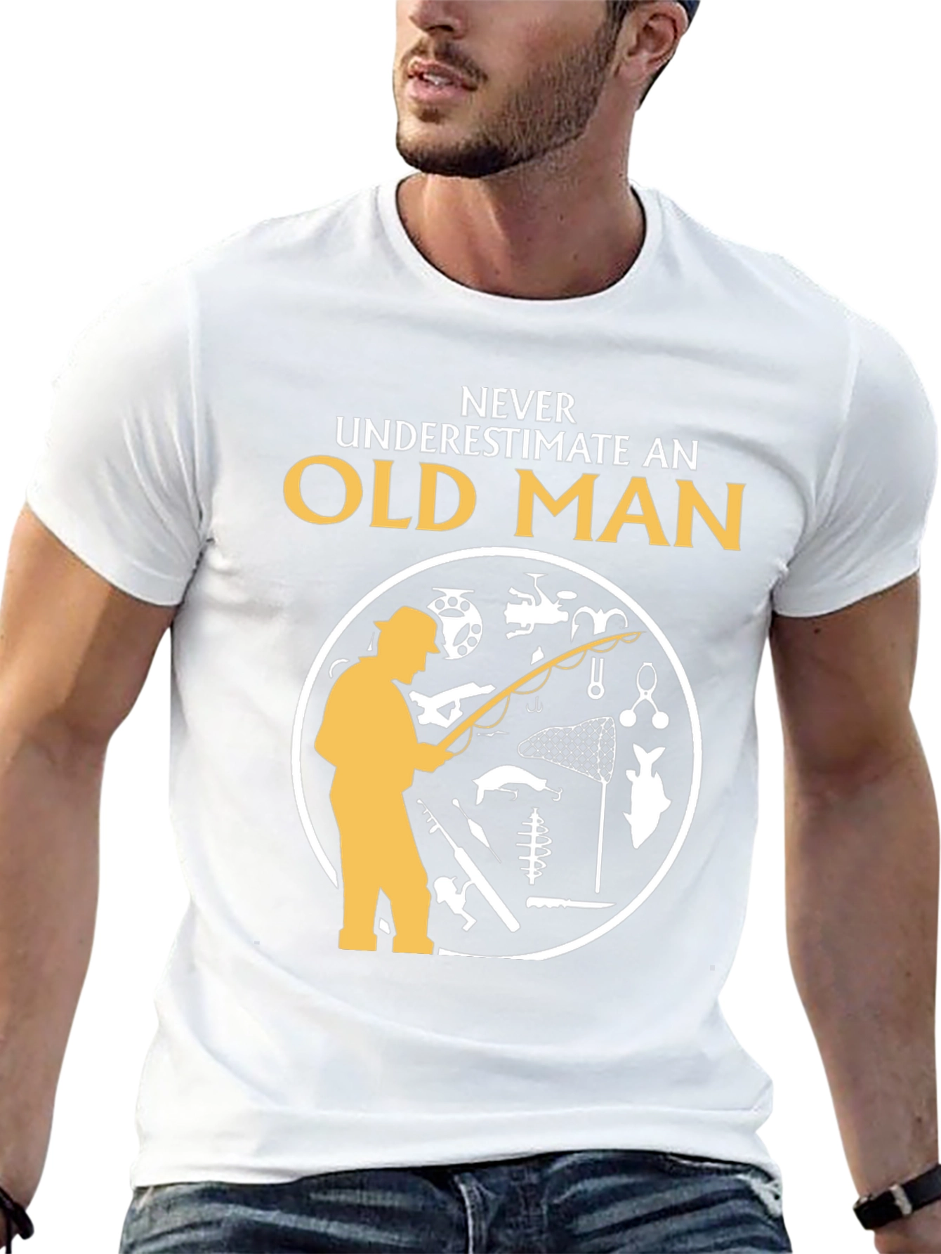 Never Underestimate Old Man Fishing T-Shirt