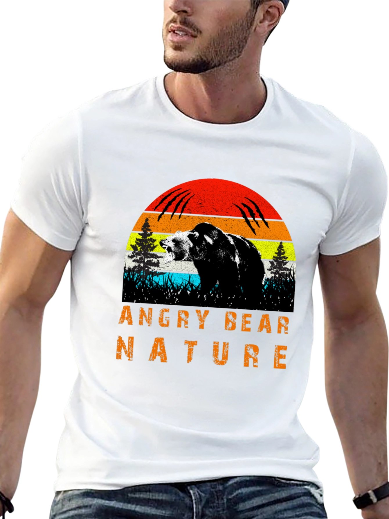 Angry Bear Nature Graphic T-Shirt