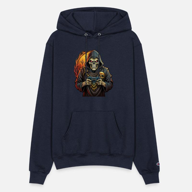 Skull holding a video game console.