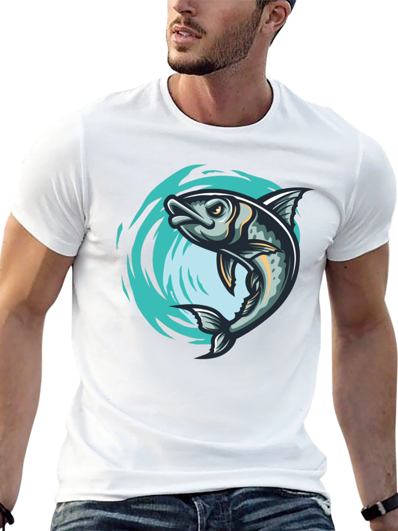 Mens Black Fish Graphic T-Shirt