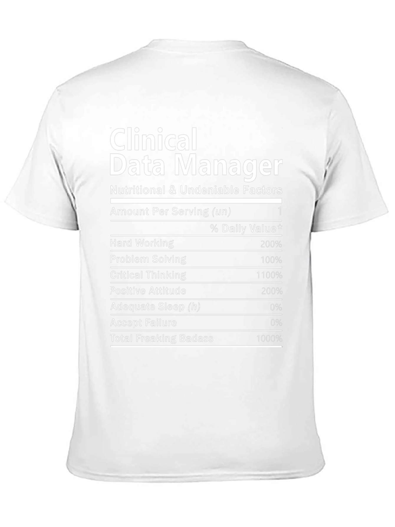 Clinical Data Manager Nutrition Facts Novelty T-Shirt
