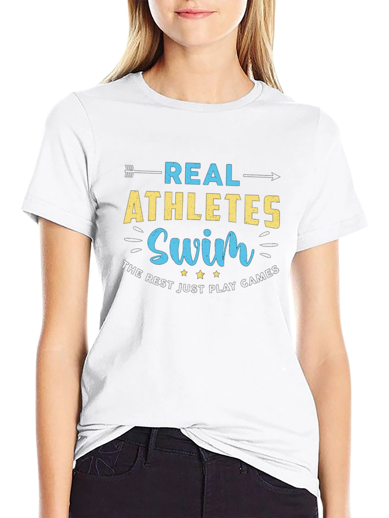 Real Athletes Swim Graphic T-Shirt