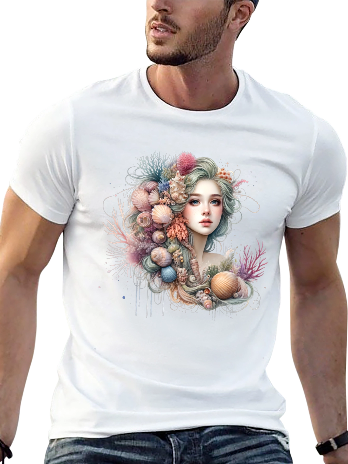Seashell Mermaid Graphic T-Shirt