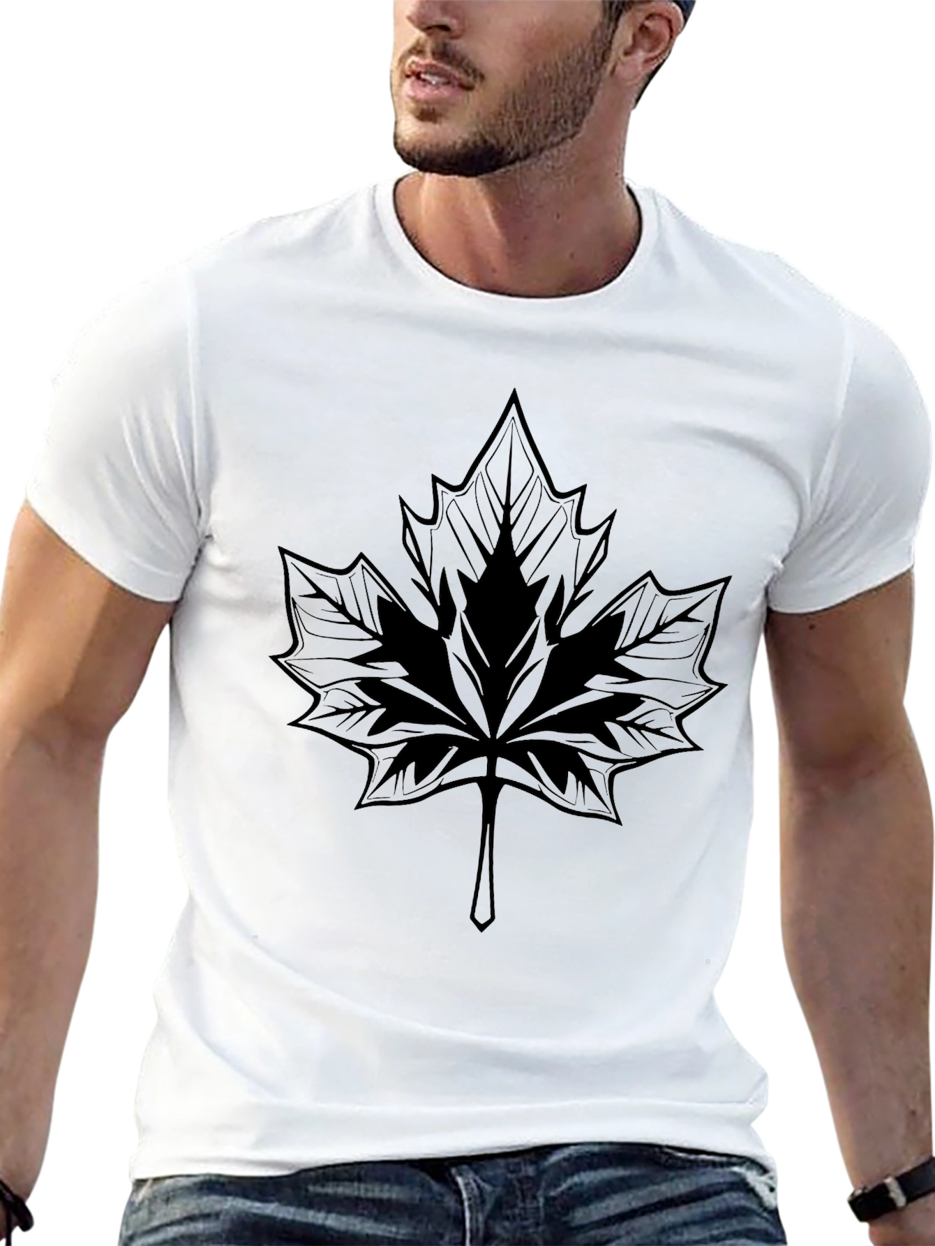 Black Maple Leaf Graphic T-Shirt