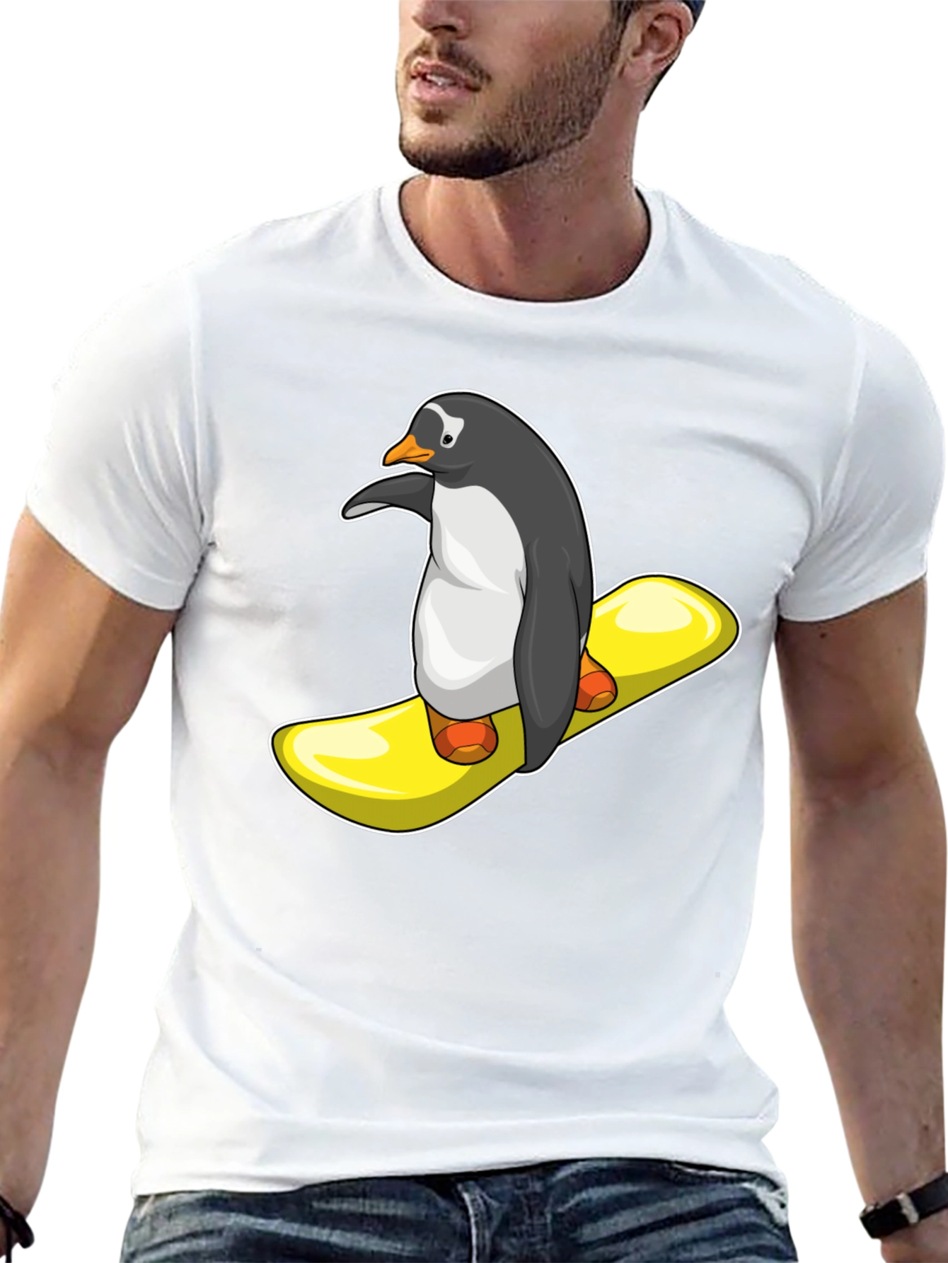 Penguin Snowboard T-Shirt - Unique Graphic Tee