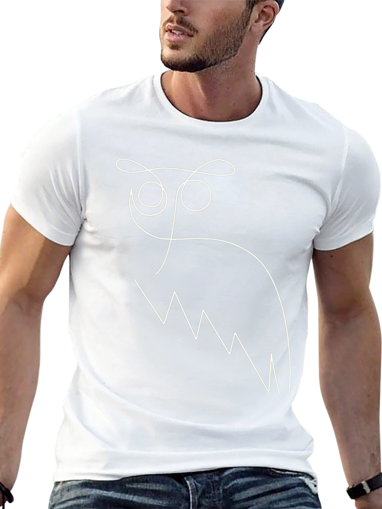 Abstract Owl Graphic T-Shirt - Black