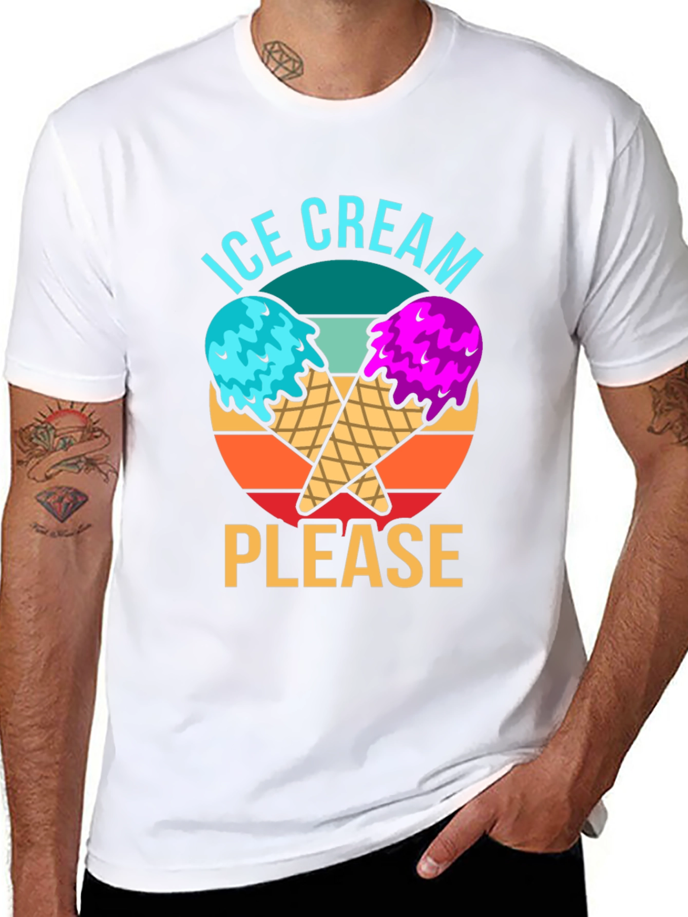 Ice Cream Please Graphic Tee - Novelty T-Shirt