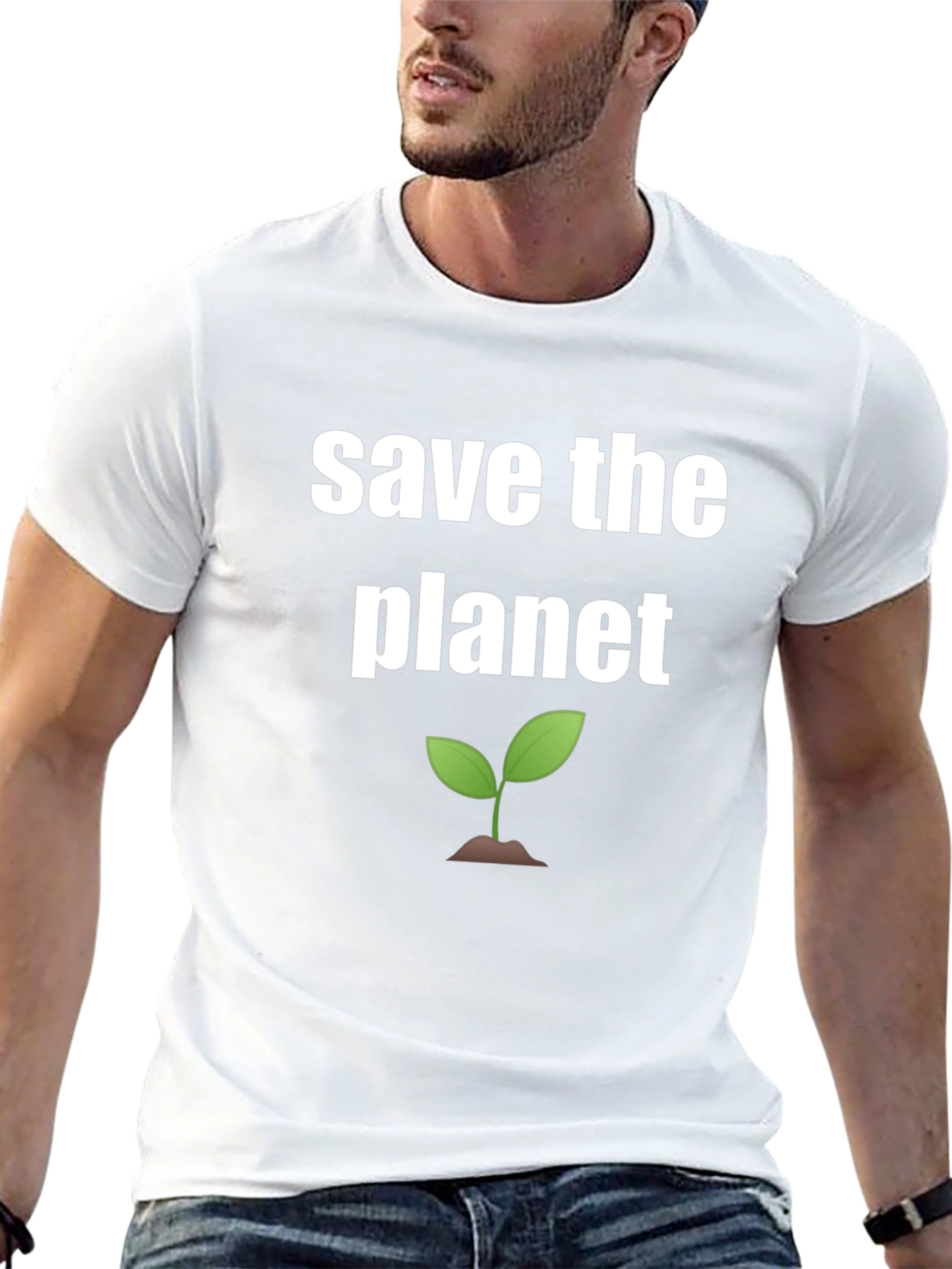 Save the Planet Graphic Tee - Black Cotton Shirt