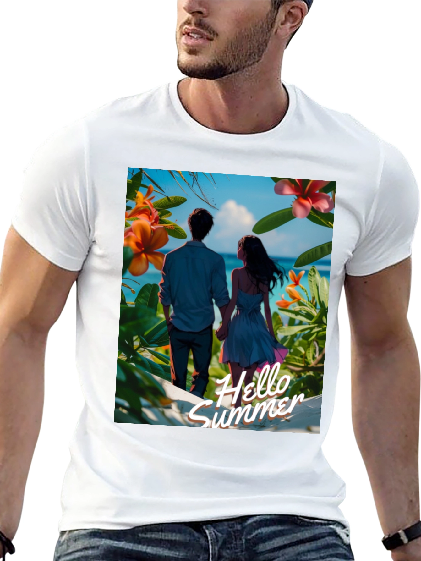 Hello Summer Black Graphic Tee