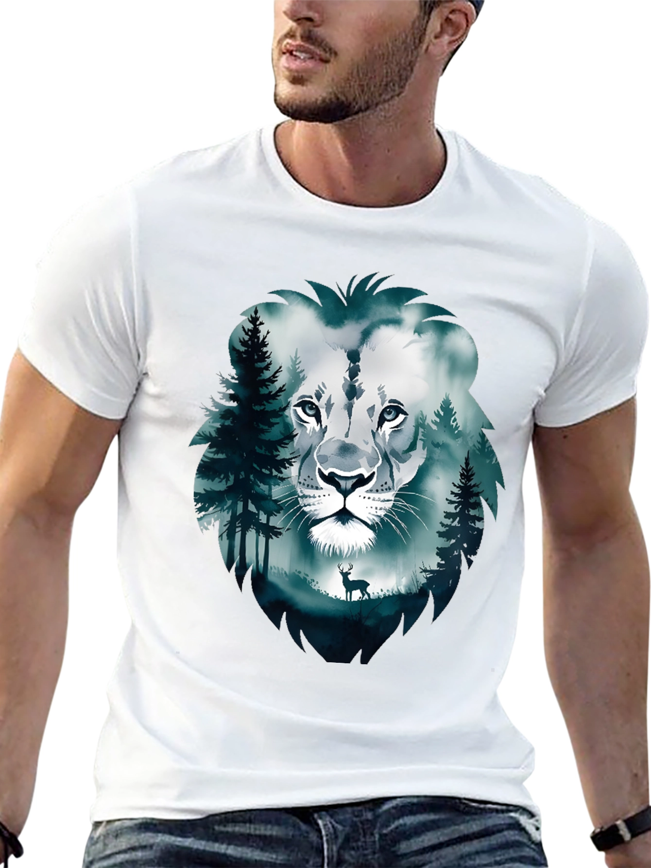 Lion Forest Graphic Print Tee