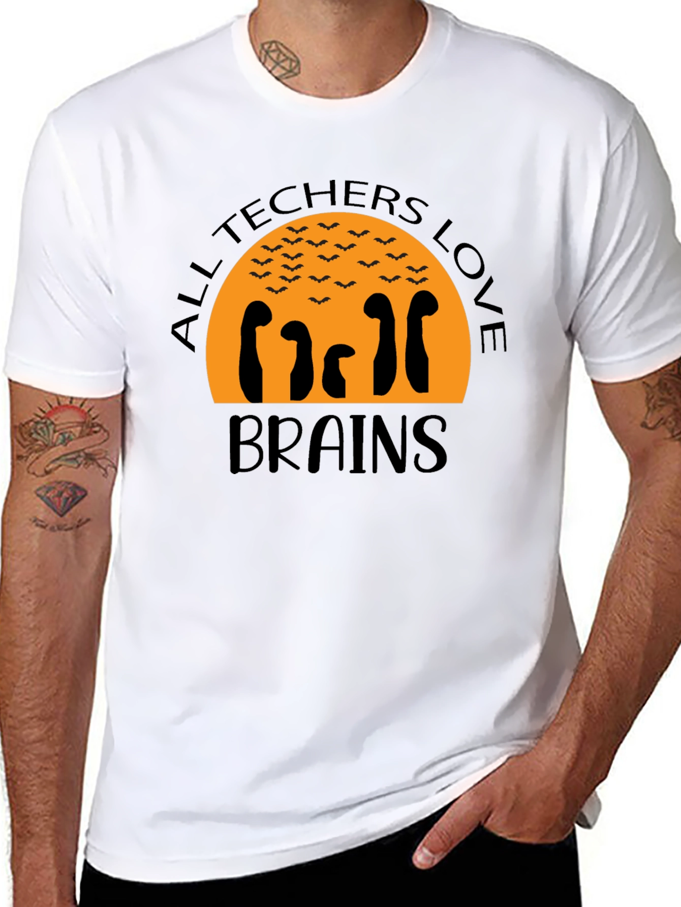 All Techers Love Brains Halloween T-Shirt