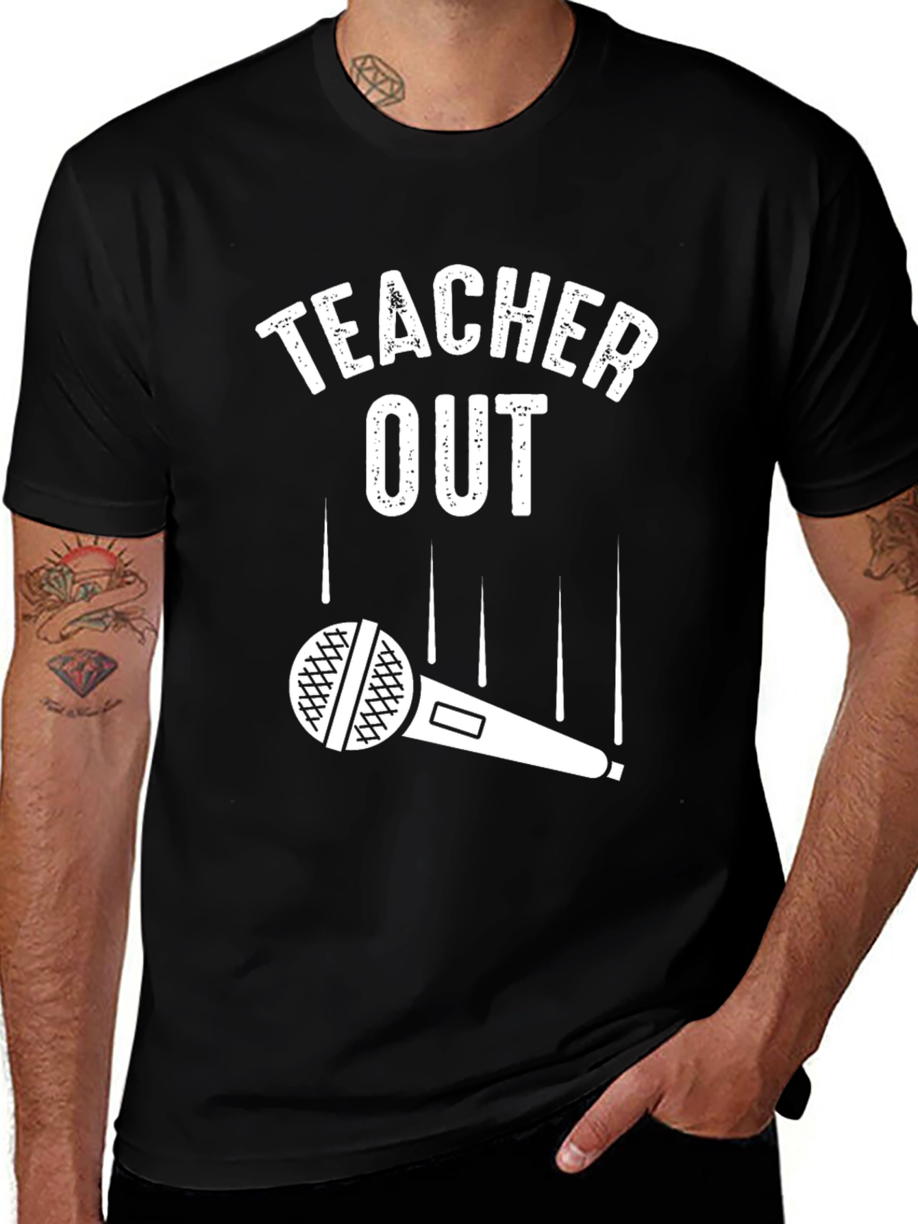 Teacher Out Mic Drop Graphic T-Shirt