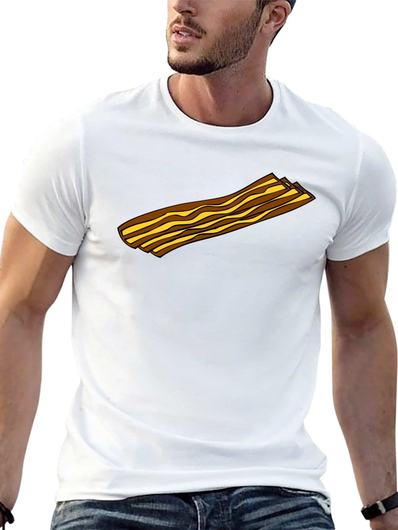 Bacon Strip Graphic Tee - Novelty Food Shirt