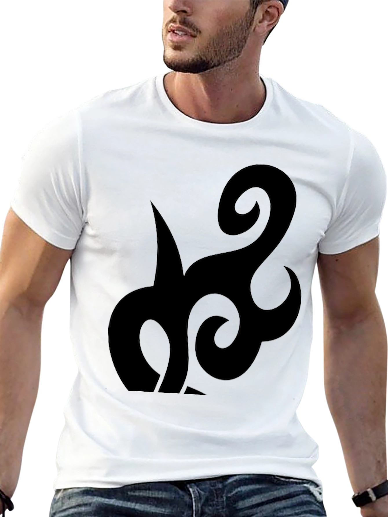 Black Graphic Tee - Abstract Design