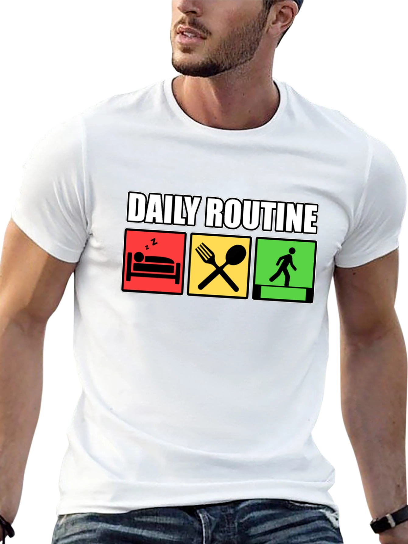 Daily Routine Graphic Tee - Black Cotton T-Shirt