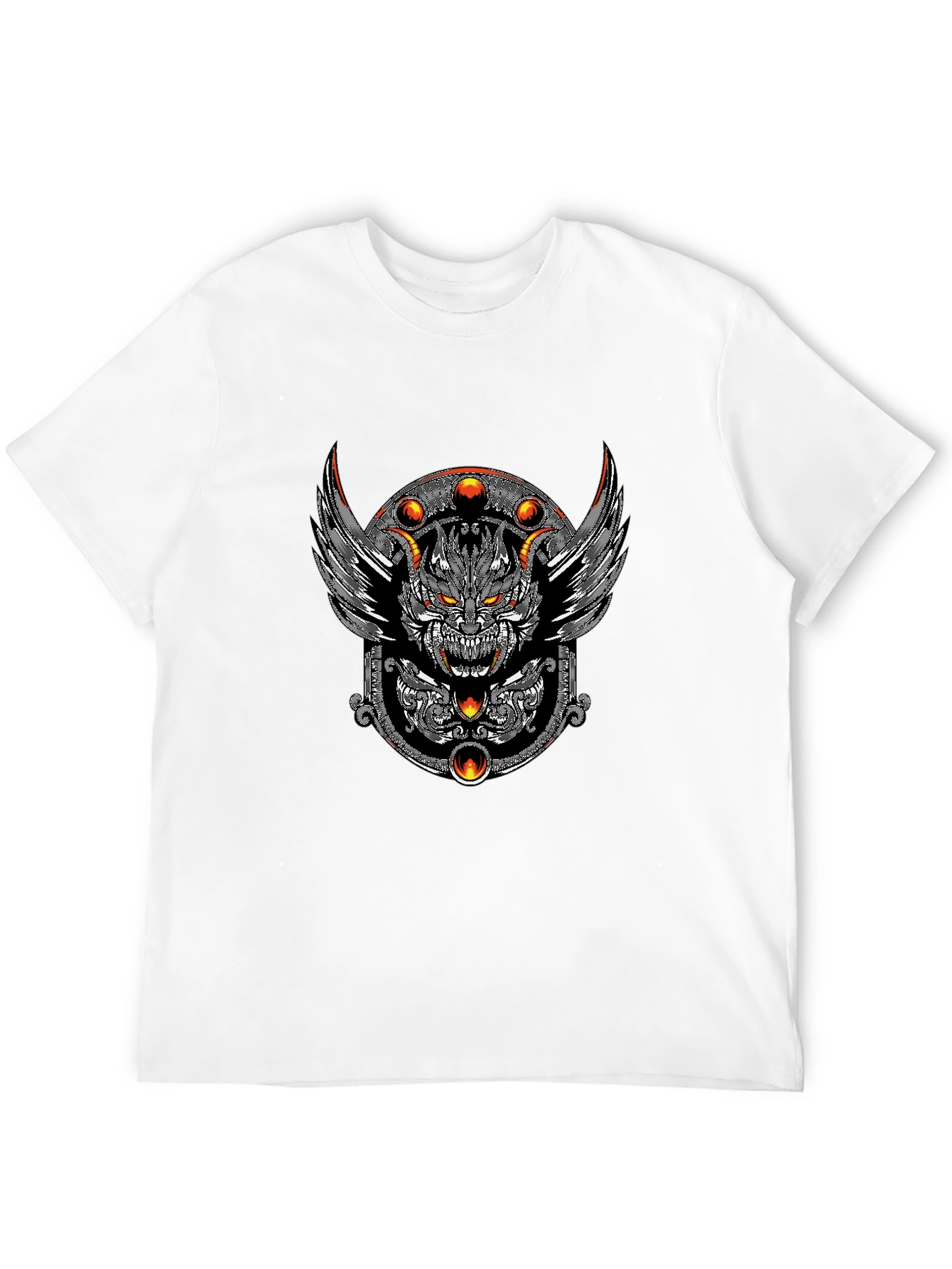 Mens Black T-Shirt with Graphic Demon Design